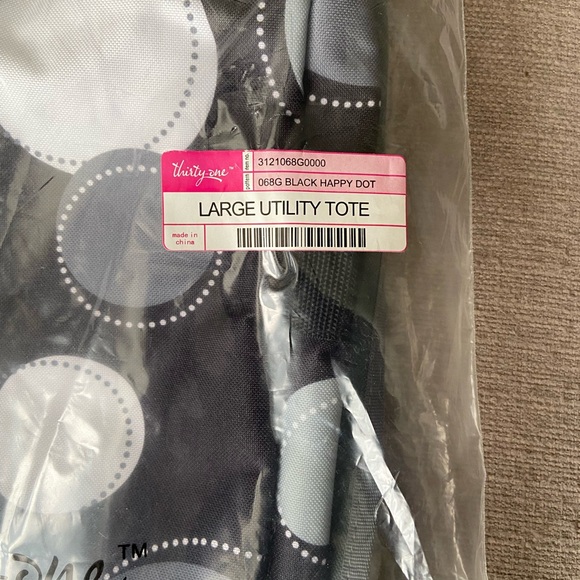 Thirty-One Large Utility Tote in Black and White with Cover - Picture 3 of 5